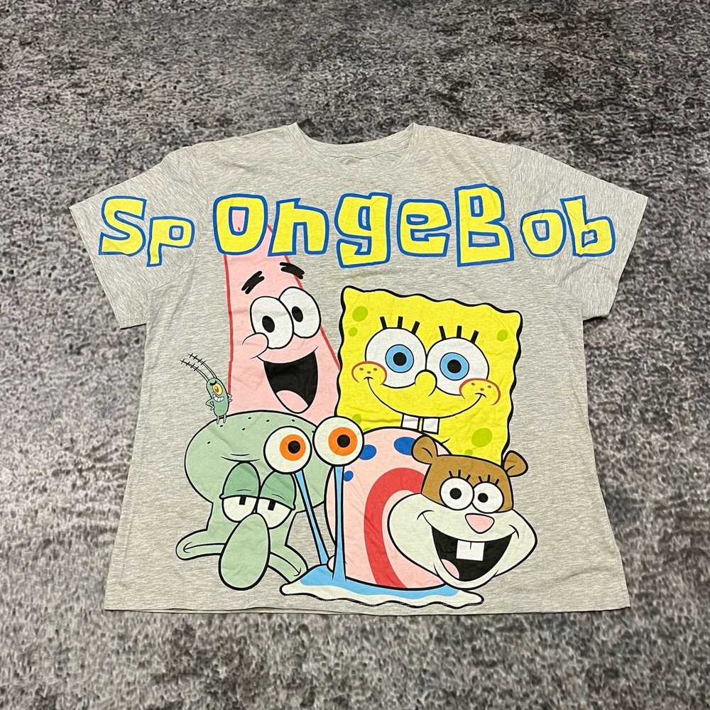 Spongebob Nickelodeon T Shirt Mens Large Gray‎ Patrick Star Squidward Graphic